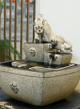 吧台桌开业高档招财摆件面日进斗金流水礼物装饰办公循环茶室前台