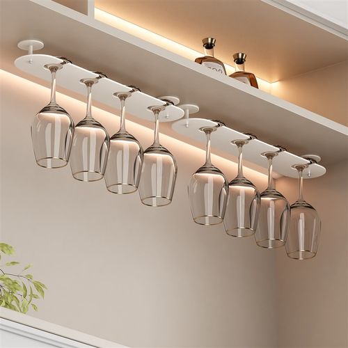 红酒杯架倒挂置物架高脚杯u子放置架酒柜家用杯架子壁挂轻奢奶油