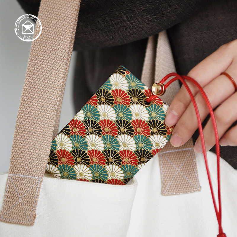 和风布艺卡套带挂绳学生校园饭A卡公交地铁电梯卡月票通用保护套