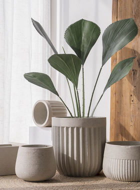 北欧简约水泥白色花盆落地室内大B号绿植物盆创意客厅阳台装饰盆