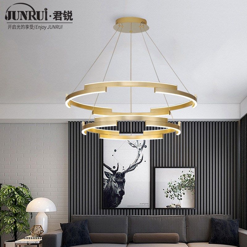客厅吊灯简约现i代轻奢时尚大气家用高档金色圆形卧室北欧餐厅灯
