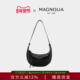 MAGNOLIA曼歌妮轻奢真皮半月包女黑色单肩斜挎包大容量质感腋下包