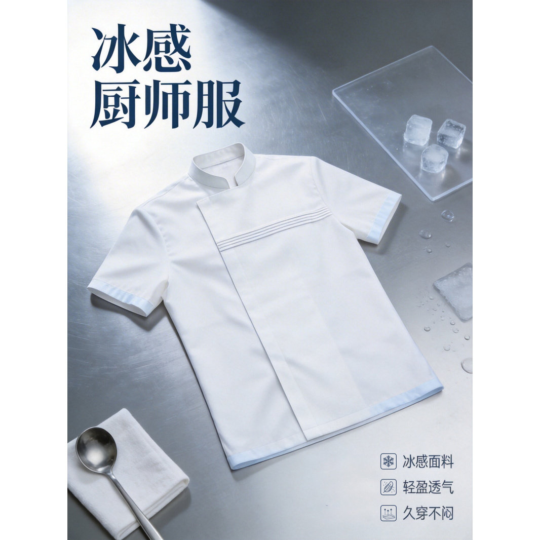 浙衣依高档酒店厨师服短袖餐饮厨房工作服冰丝透气厨师工装制服