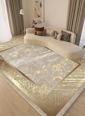 轻奢地毯定制金色招财地r垫耐脏防滑现代简约高级感土黄色客厅地
