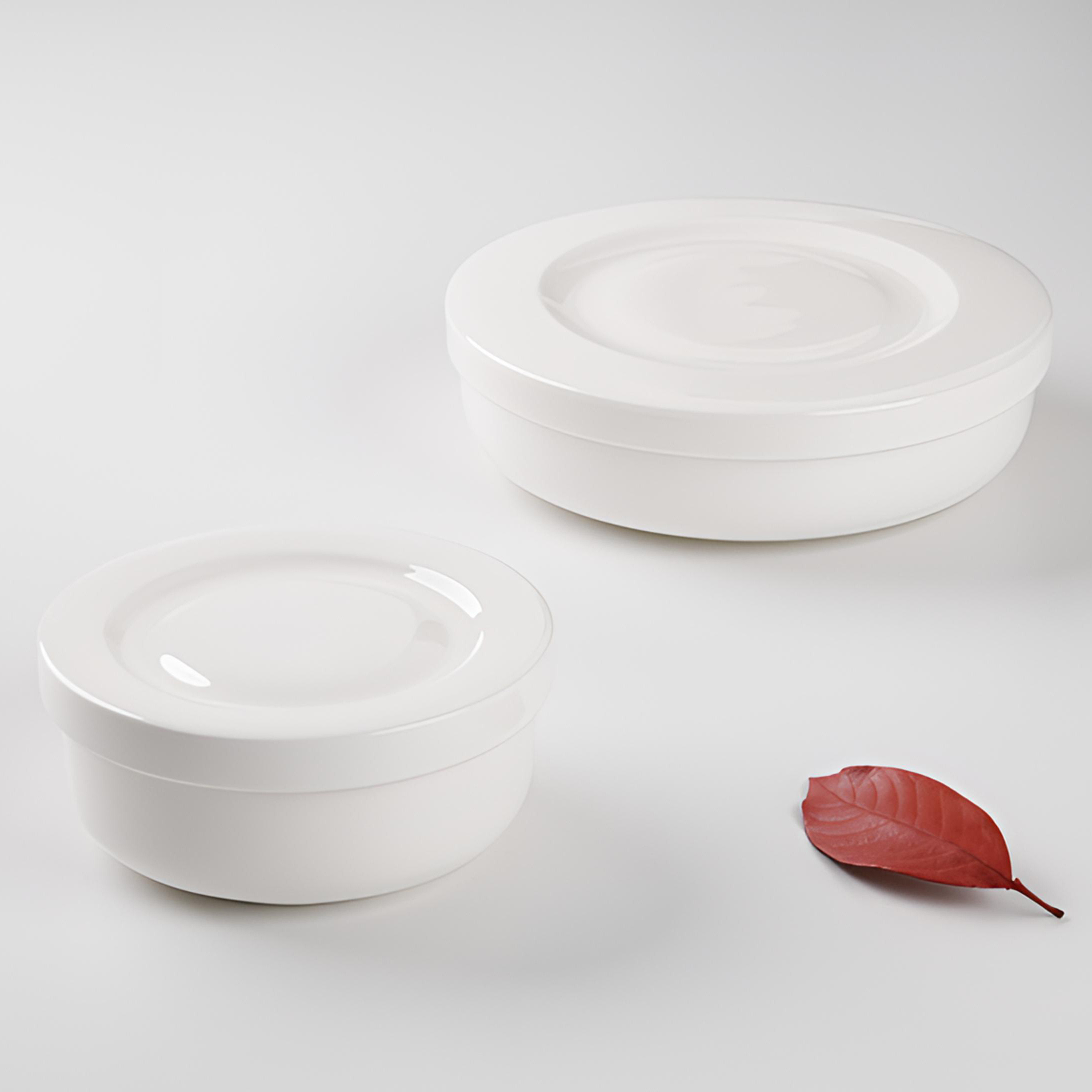 依山石坊一级骨瓷保鲜碗蒸蛋碗家用带盖蒸碗食品级釉下彩陶瓷餐具