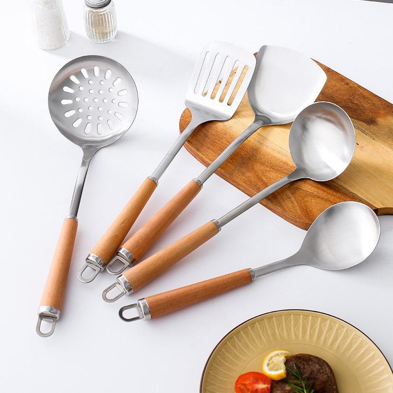 木柄不锈钢厨房用具防烫出具套装