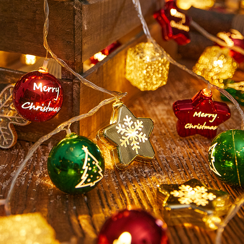 圣诞球树灯串挂件主题派对场景布置F装饰品圣诞节场景布置店铺氛