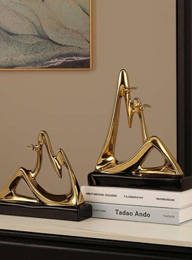 简约新中式金山银山招财装饰品摆A件客厅酒柜电视柜办公室轻奢高