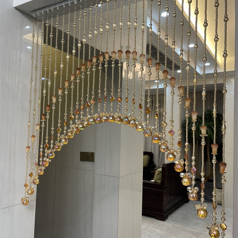 水晶珠帘门帘隔断帘窗s帘卫生间客厅免打孔门对门葫芦帘