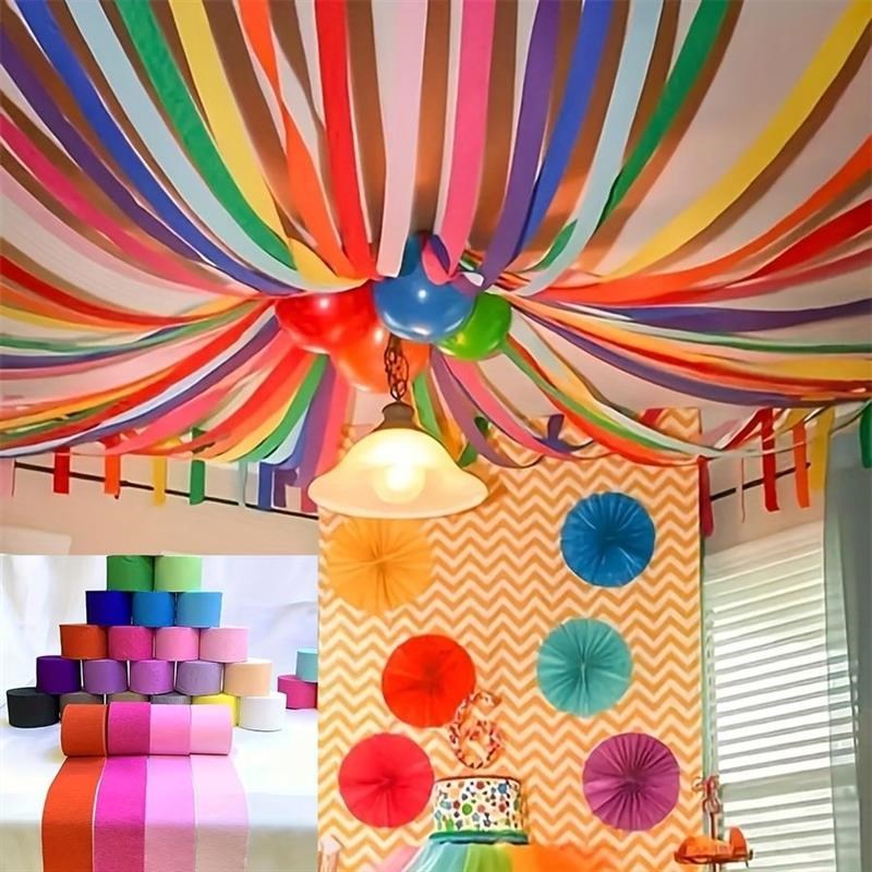 彩色皱纹纸d幼儿园装饰背景墙布置鲜花包装纸生日派对拉花纸彩带