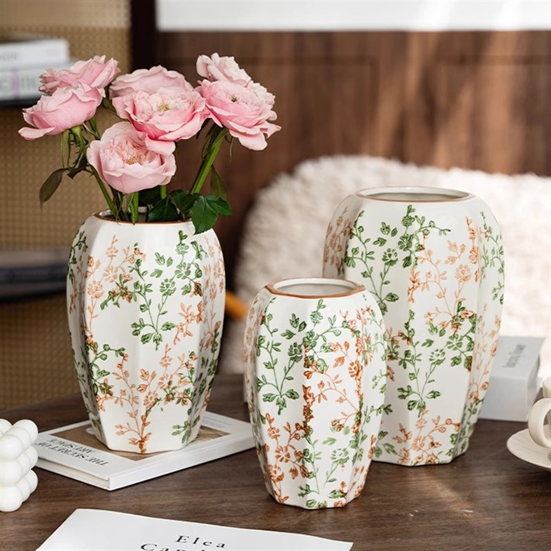 新中式青花瓷陶瓷l花瓶复古水养绿植玫瑰鲜花摆件客厅中国风装饰