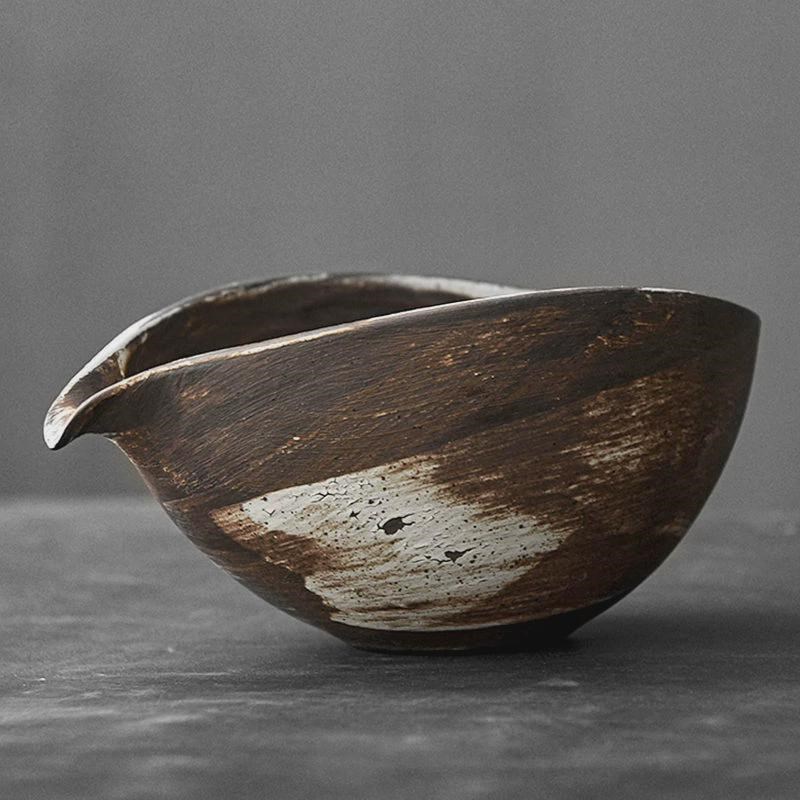 新款复古粗陶公道杯粗陶家用茶滤茶海H日式柴烧功夫茶具匀杯分茶