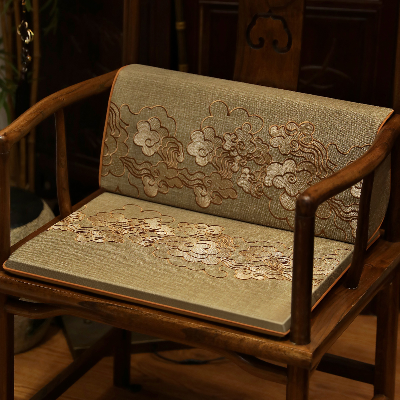 中式祥云刺绣椅垫l靠背垫沙发坐垫靠背一体茶椅圈椅太师椅护腰靠