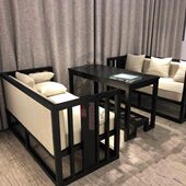 客厅新中式 实木沙发组合样板房酒店布艺定制接待沙发三人沙发会所