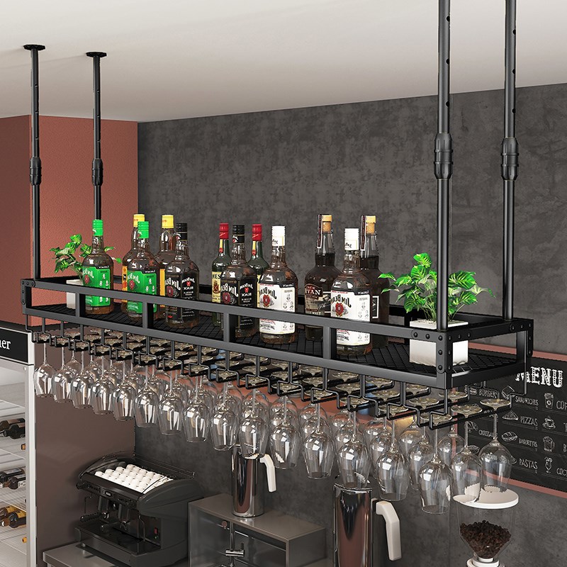 吧台悬挂酒架酒柜吊杯架红酒杯架倒挂收纳架N置物架装饰架葡萄酒