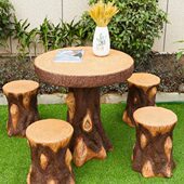 根雕庭院天露茶几圆花园户外形茶桌椅组合仿实木公园水泥休闲阳台