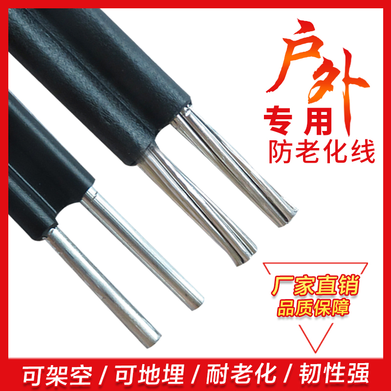 国标2芯铝线铝电缆线家用户外电线x4 6 10 16平方双芯铝电线护套