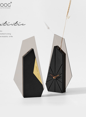 桌面电视两边座钟客厅装饰v摆件家居饰品干花轻奢创意办公室北欧