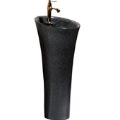 阳台一体立柱盆小户型室外庭院洗手台圆形洗创意个性 面盆黑色手池