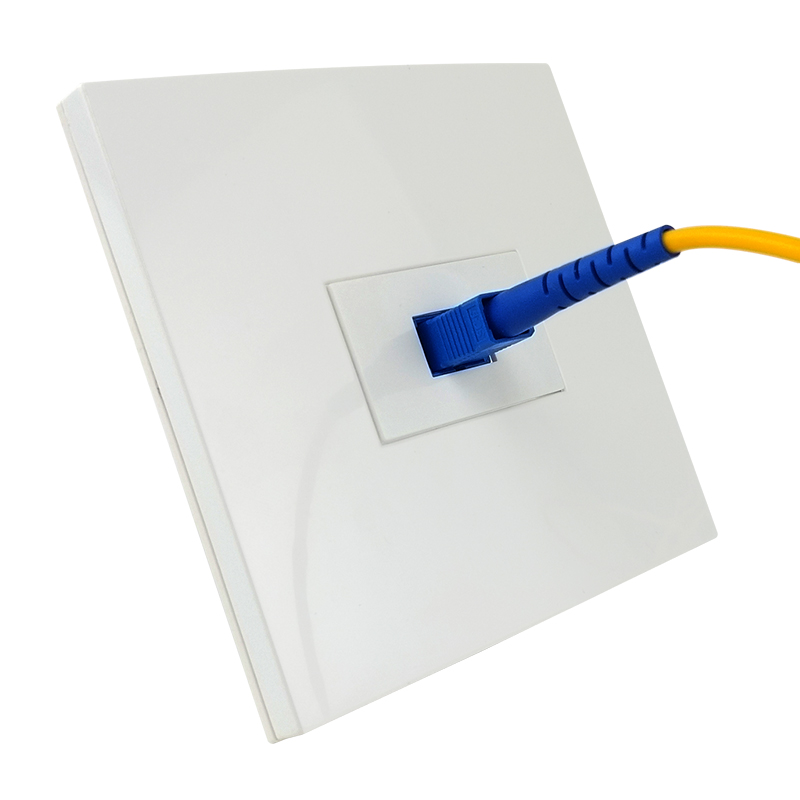 86暗装白色光纤插座带2米线套餐 sc端子插孔面板宽带入户网线电脑