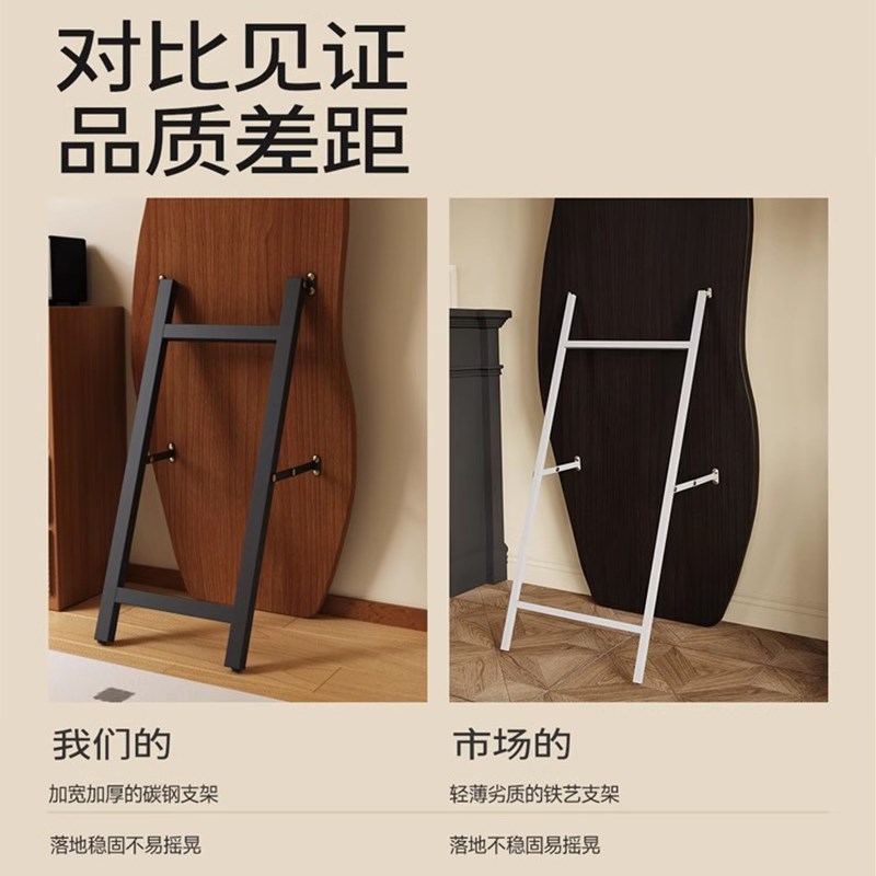 家用木头中古风异形镜子云朵卧室客厅网红落地试衣全身镜异形镜子