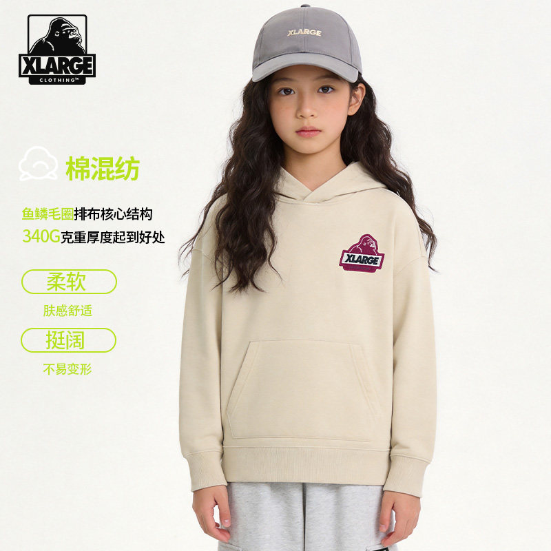 XLARGE中大童刺绣连帽儿童卫衣图片