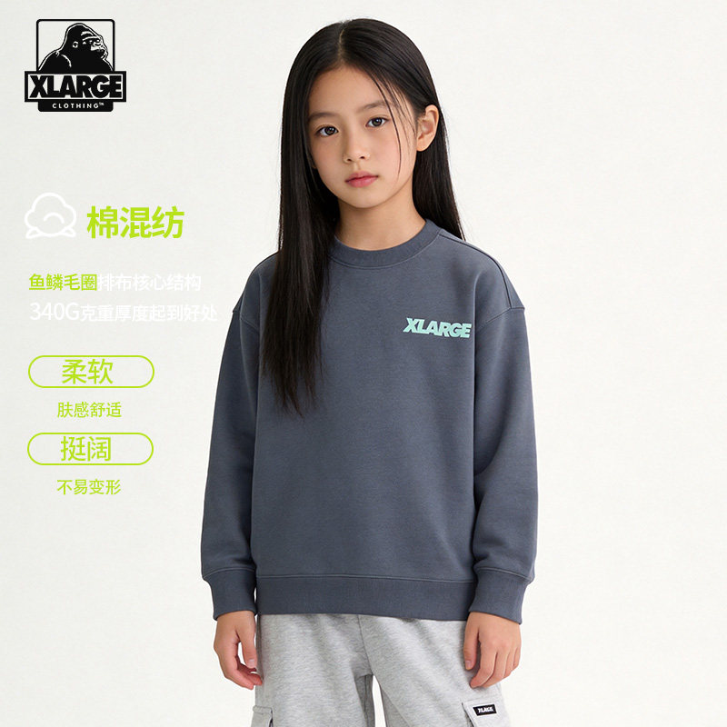 XLARGE男女童印花圆领套头长袖图片