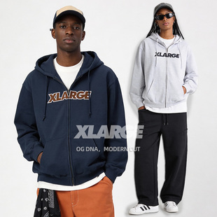 XLARGE标准标志拉链连帽卫衣男女2026年新款春秋款植绒休闲外套潮