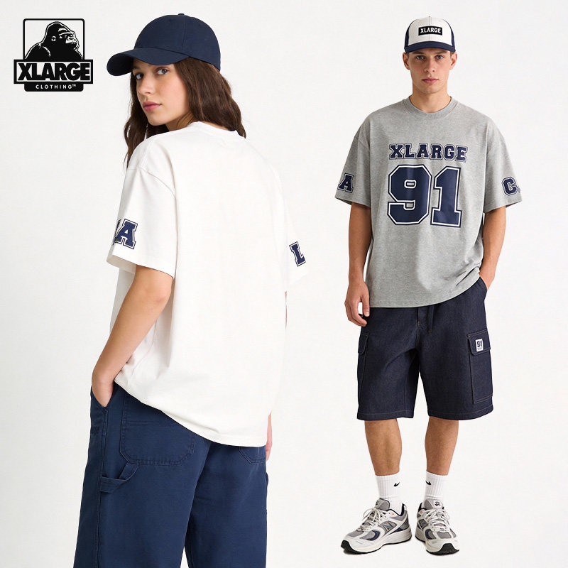 XLARGE美式复古圆领印花短袖男女2026年新款夏季速干7A抗菌上衣