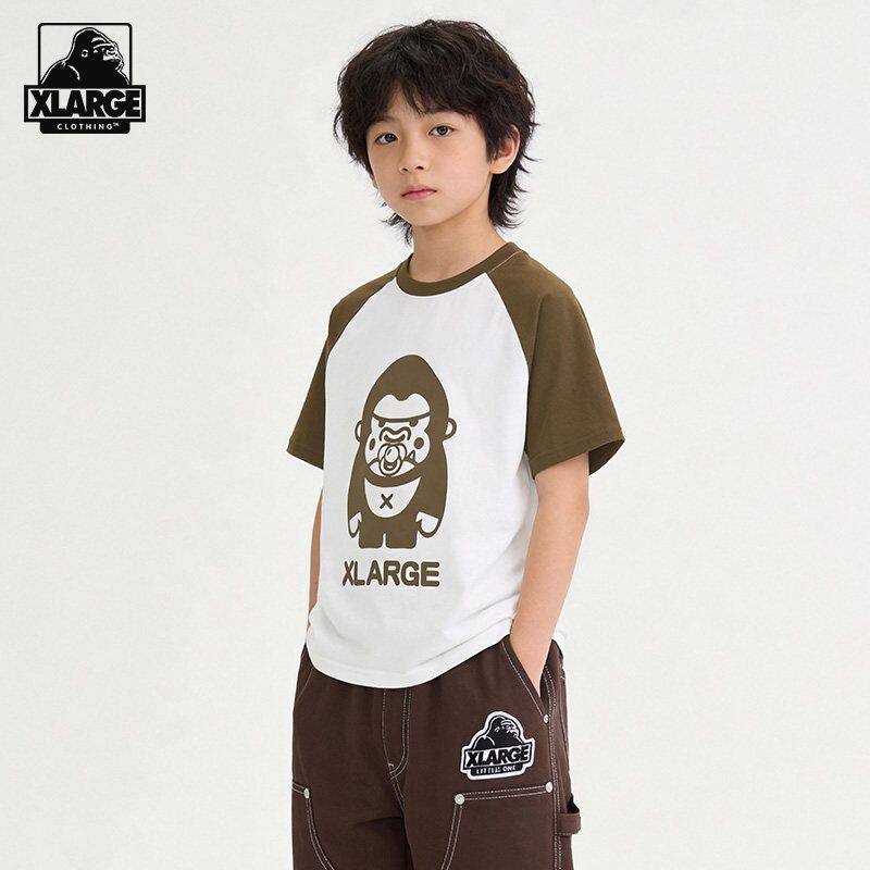 XLARGE儿童圆领插肩袖上衣男女童2026年夏季新款凉感速干短袖T恤图片