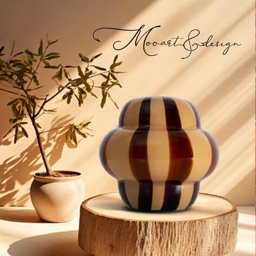 Moo北欧中古琉璃玻璃花瓶家居装饰摆件干花鲜花花器X手工艺术花器