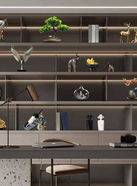 领导办公室装饰摆件高端大气上档B次老板柜子新中式公司酒柜工艺