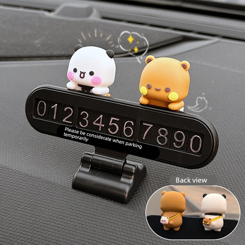 一二布布挪车电话牌车载移车临时停车号码牌女士可爱装饰汽车摆件