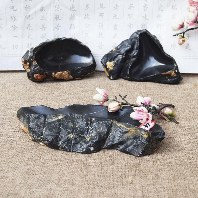 天然原石砚台灵璧石奇石随型笔舔墨海墨碟不带盖书法石头砚多功能