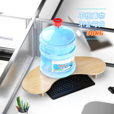 实木弧形显示器增高架电脑支架三角办公桌键盘收纳置物架台式木质