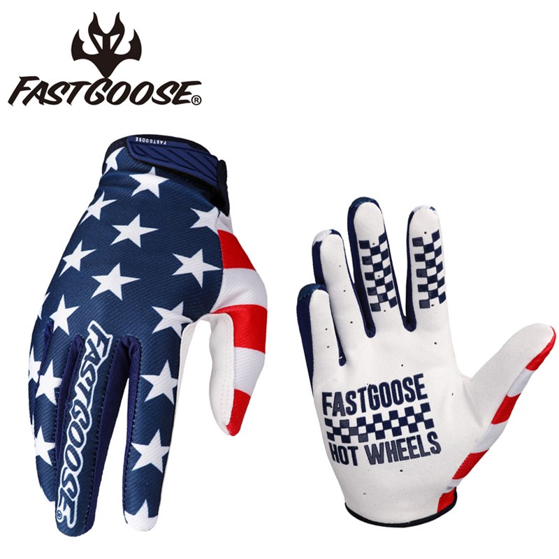 黑白格复古骑行自行车林道手套薄款男女款摩托车山地越野攀爬手套