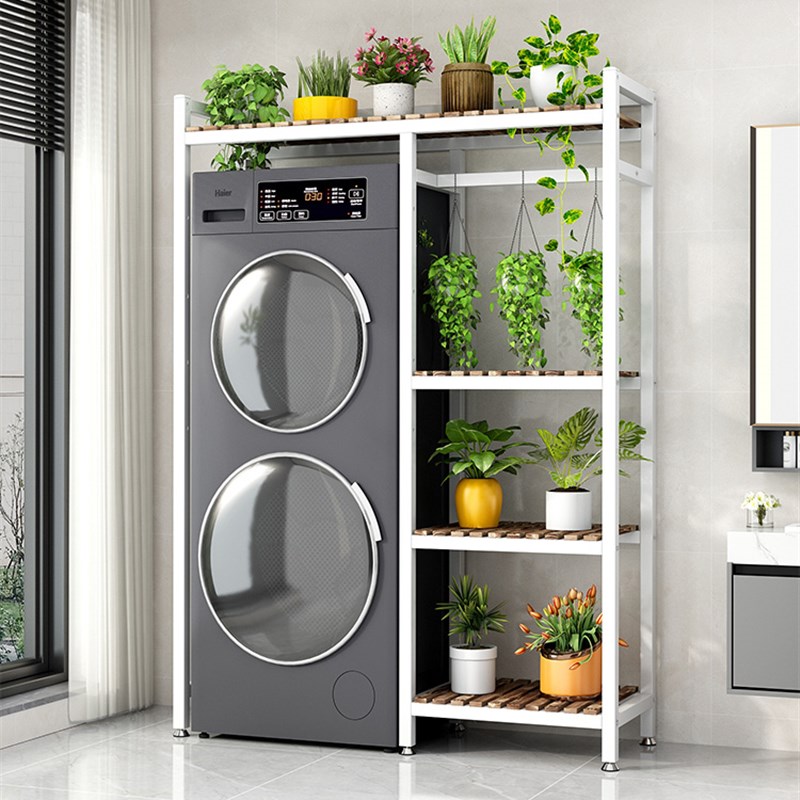 双筒洗衣机置物架落地阳台储物架卫生间多层收纳架滚筒一体架翻盖