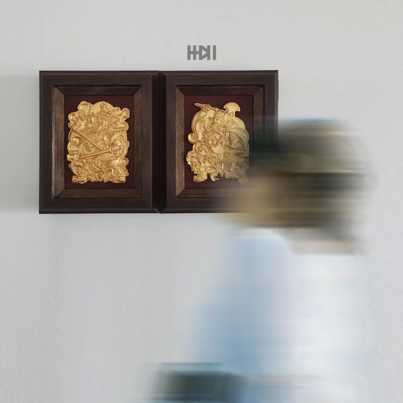 《门神》国风对开门电表箱电表盒遮挡水泥立体浮雕装饰画盖板相框