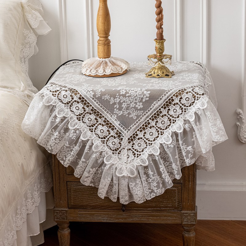 法式床头柜盖布刺绣电饭煲桌布冰箱帘微波炉洗衣机垫子冰柜防尘罩