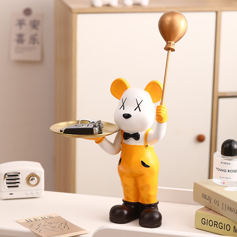 卡通气球暴力熊托盘摆件进门玄关钥匙收纳客厅酒柜装饰品乔迁礼物