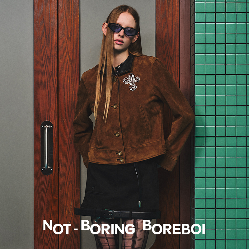 NBB美拉德立领羊皮短款夹克