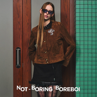 短款 金桐儇同款 立体剪裁拼内领老钱风修身 车夹克 进口羊皮