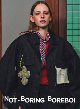 NB B丨PRA*DA同款布 男女同款挂件牛仔司机夹克轮廓宽松短款