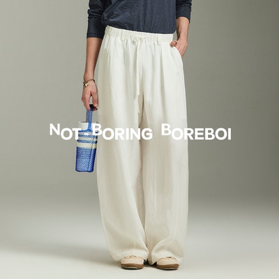 莱赛尔亚麻宽腰头抽绳松紧腰中性