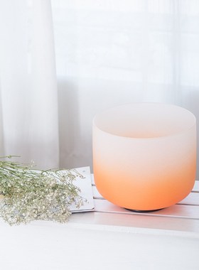 橙色水晶钵天铁钵颂钵唱s 净身打坐敲击钵音疗冥想静心佛音碗