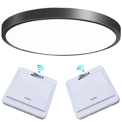 LED吸顶灯免布线无线遥控开关超薄客厅卧室走廊过道儿童三色灯泡