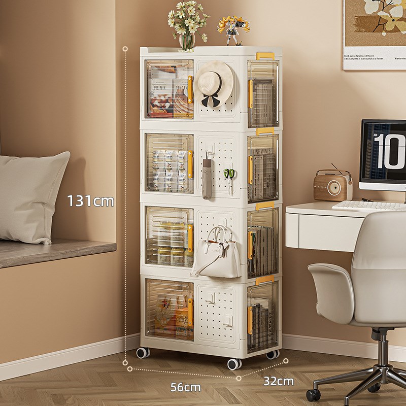 收纳置物架d学生书本落地可移动桌边书架收纳架带轮书箱折叠书柜