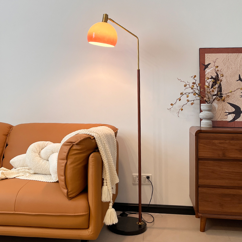 中古落地灯c2024新款客厅沙发旁氛围灯卧室床头灯个性柚子落地台