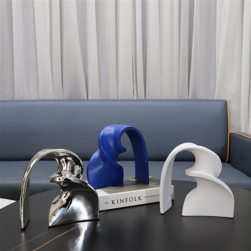 北欧轻奢几何飘带k树脂摆饰客厅电视柜卧室玄关样板房家居软装饰