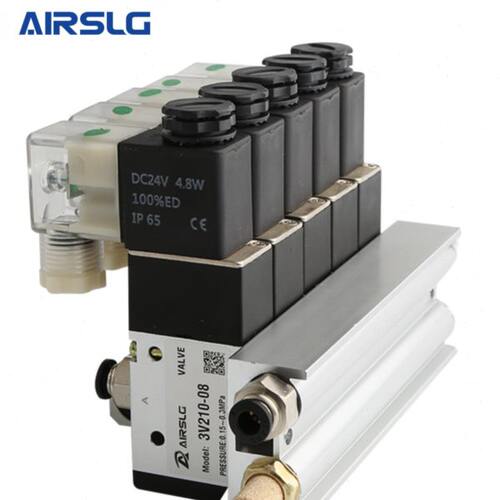 常开电磁控制阀一体式组合3V210-08-NO 含汇流板二位三通电子气阀